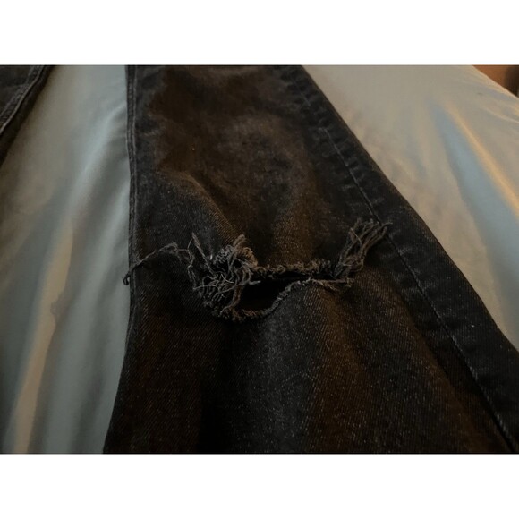 Zara Women's Straight Leg Jeans Size 2 Black Frayed Hem And Holes Distressed - Picture 5 of 9
